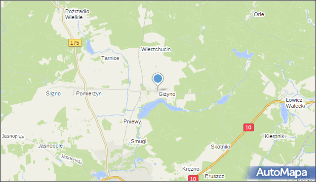 mapa Giżyno, Giżyno gmina Kalisz Pomorski na mapie Targeo